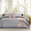 Printed Cotton Sateen Comforter Set Grey/Peach Twin/Twin XL