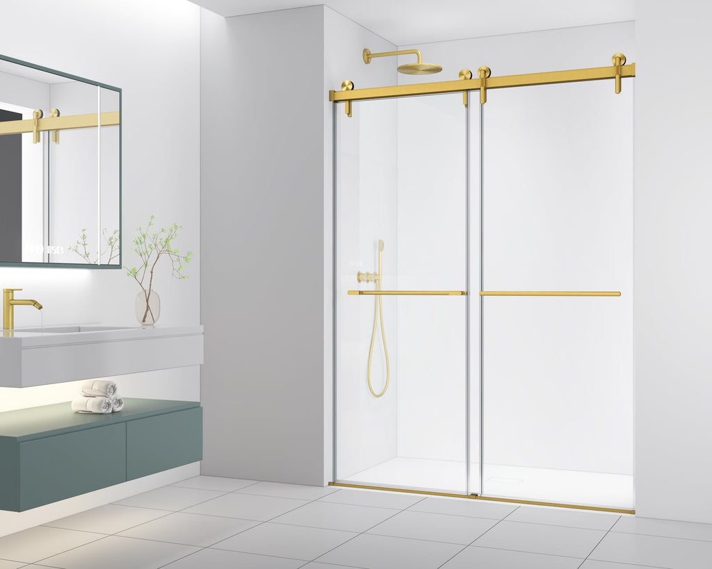Frameless Double Sliding Shower Door - 57-60 Inch (10mm Thick)