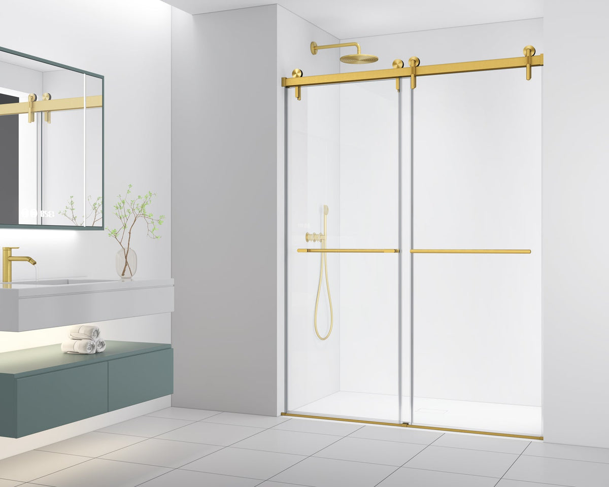 Frameless Double Sliding Shower Door - 57-60 Inch (10mm Thick)