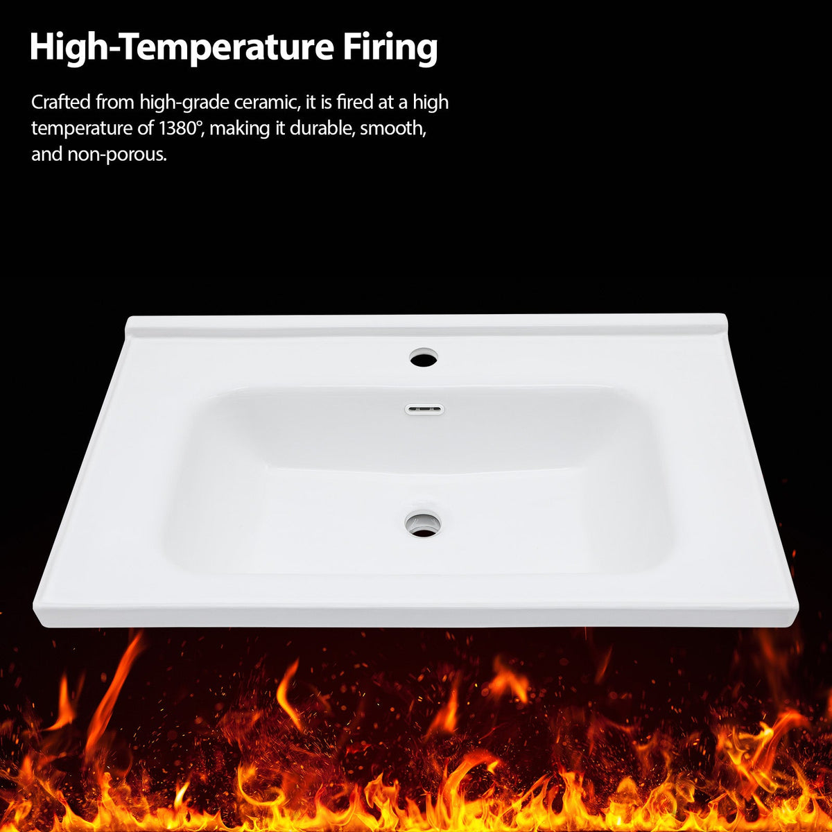 32"x20" White Rectangular Single Vanity Top