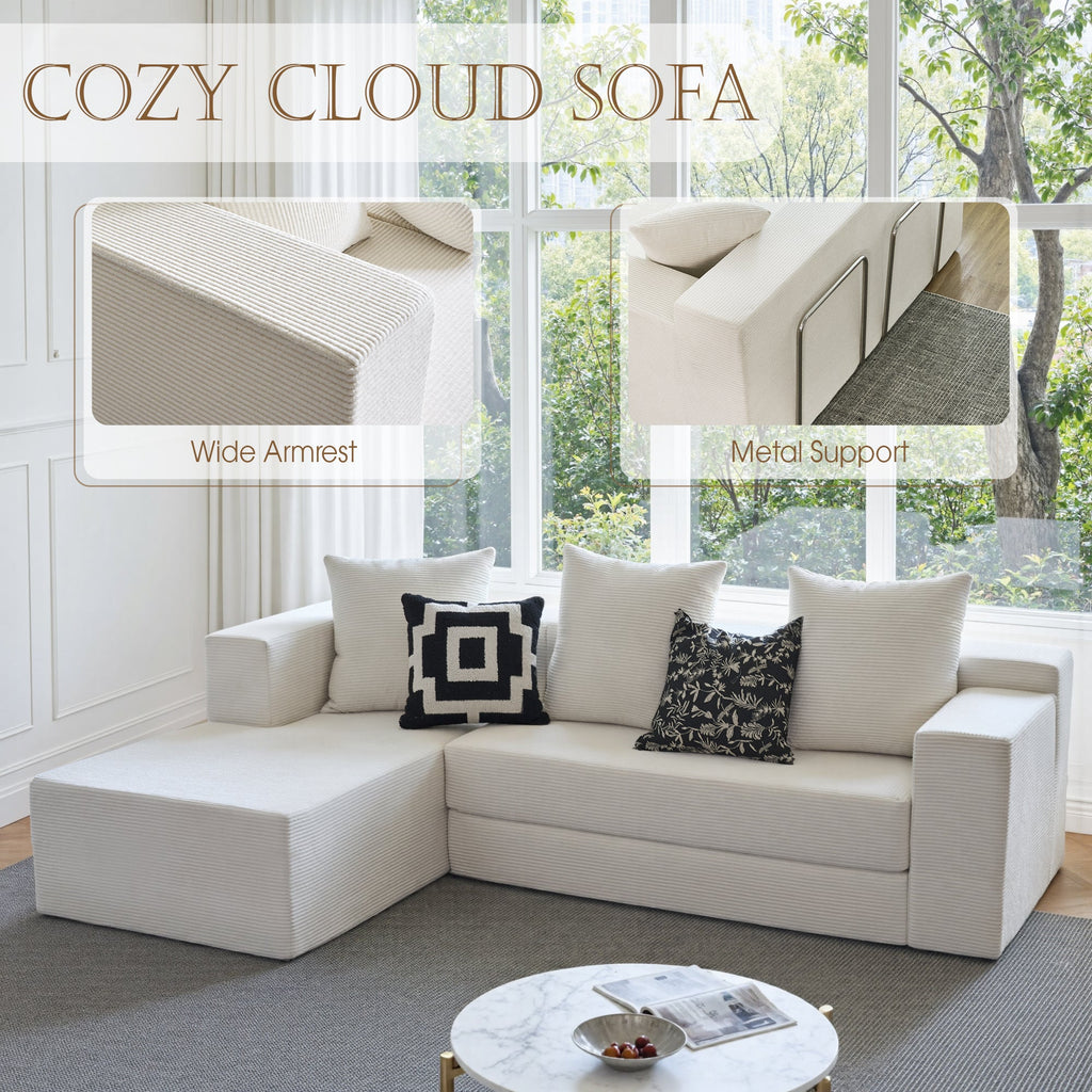 106.5" Convertible L-Shaped Sectional Sofa Bed