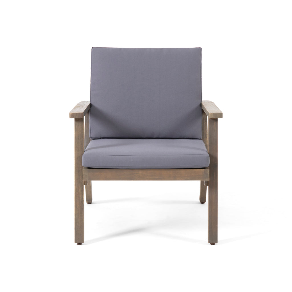 Outdoor Acacia Wood Club Chairs with Cushions (Set of 2)