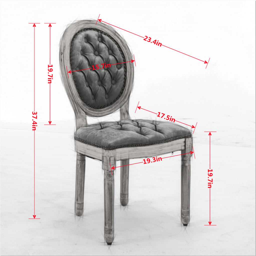 French Style Solid Wood Frame Dining Chair Set of 2
