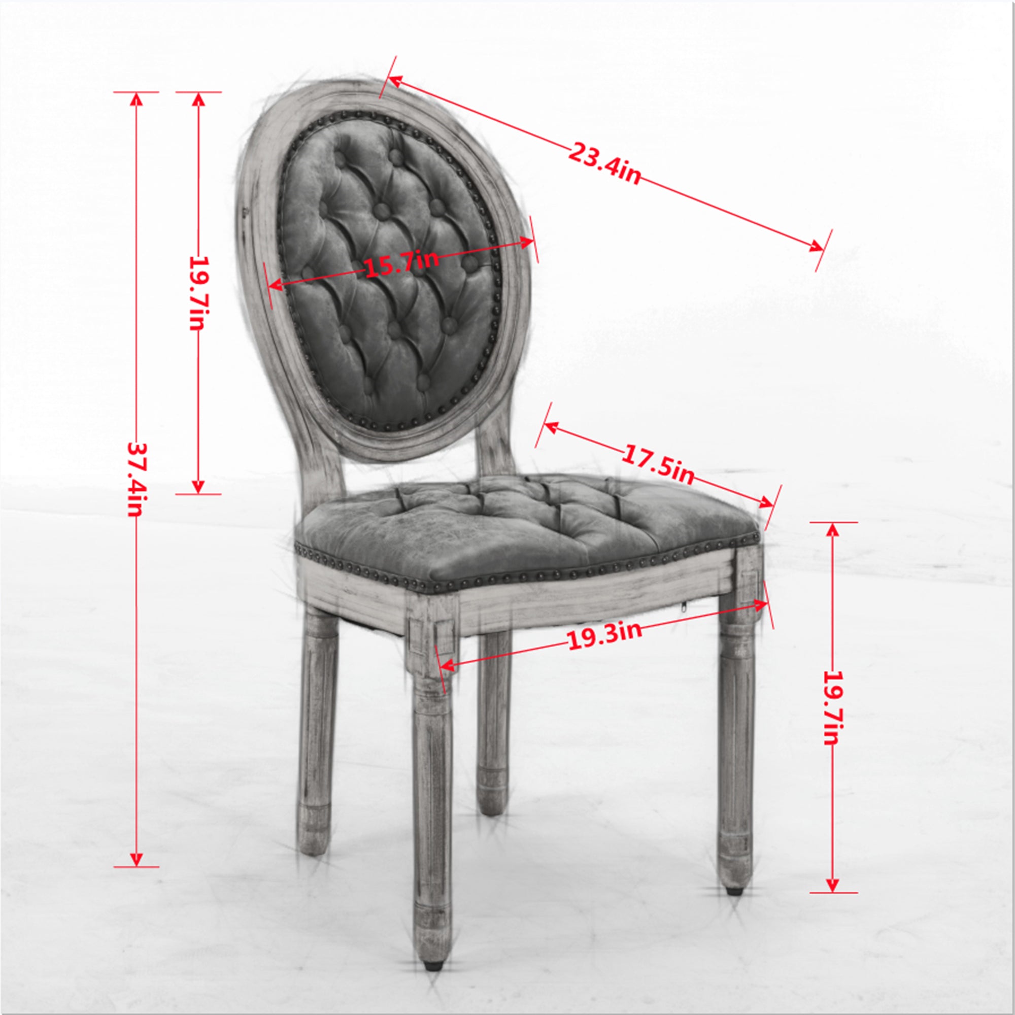 French Style Solid Wood Frame Dining Chair Set of 2