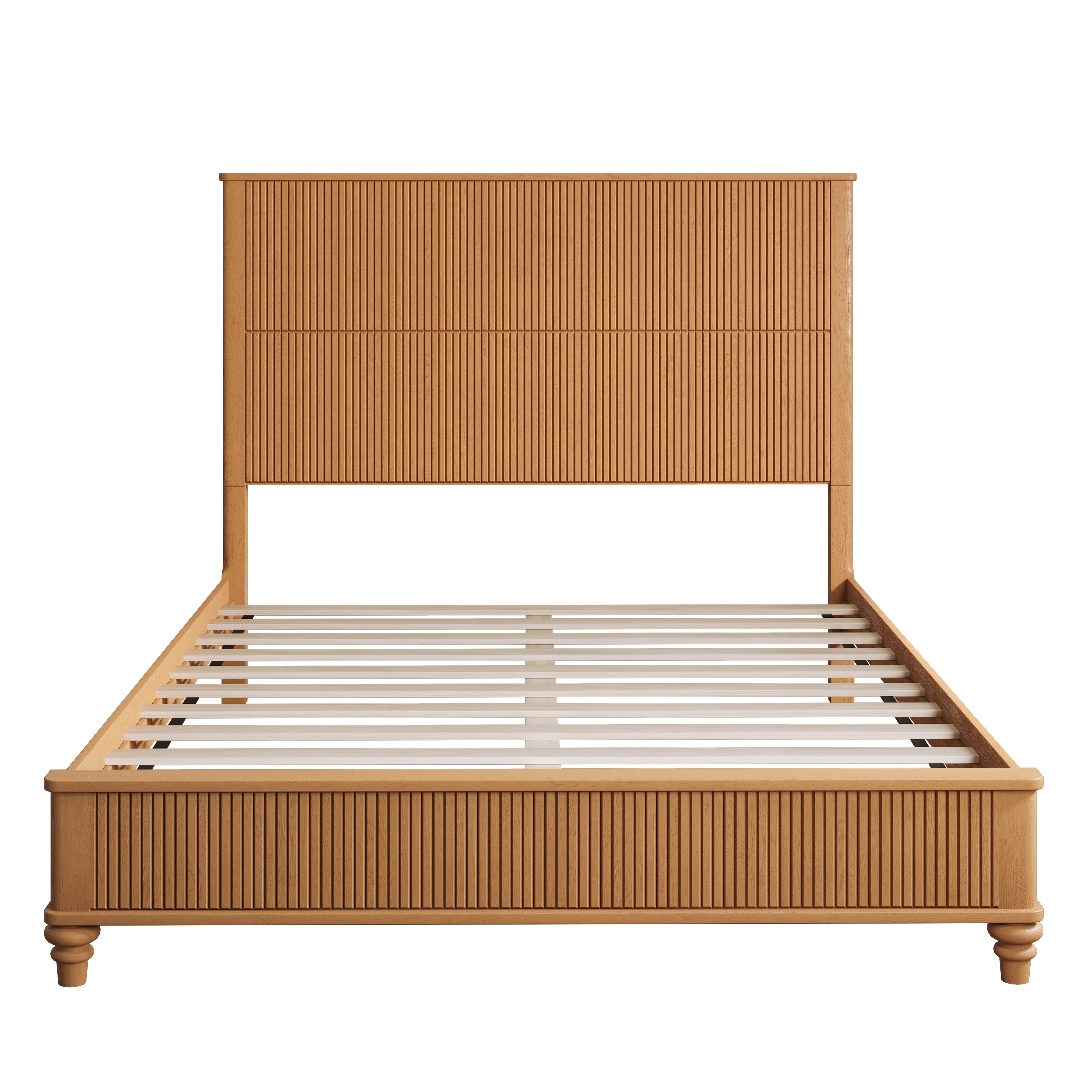 Solid Wood Bed Frame with Tall Headboard