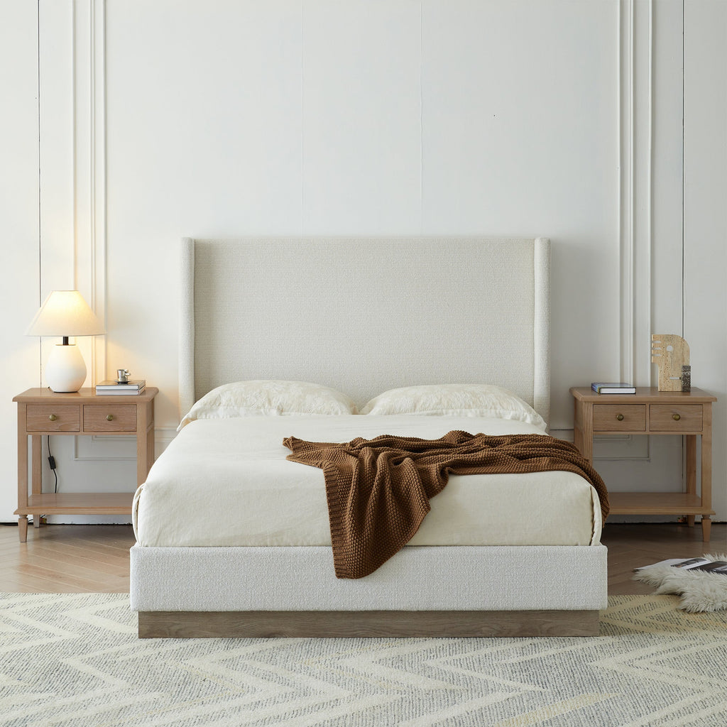 Hosford Upholstered Wingback Bed - Queen Size