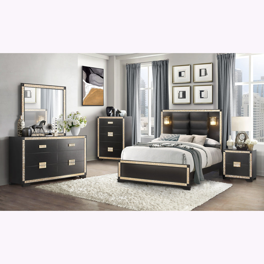 Lively Black/Gold Nightstand