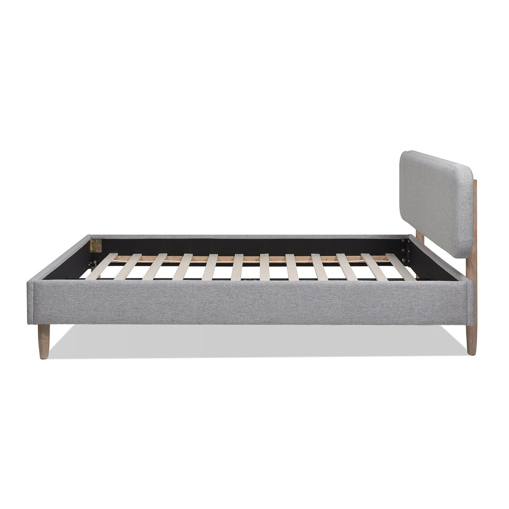 Diego Low Upholstered Platform Bed, Queen, Light