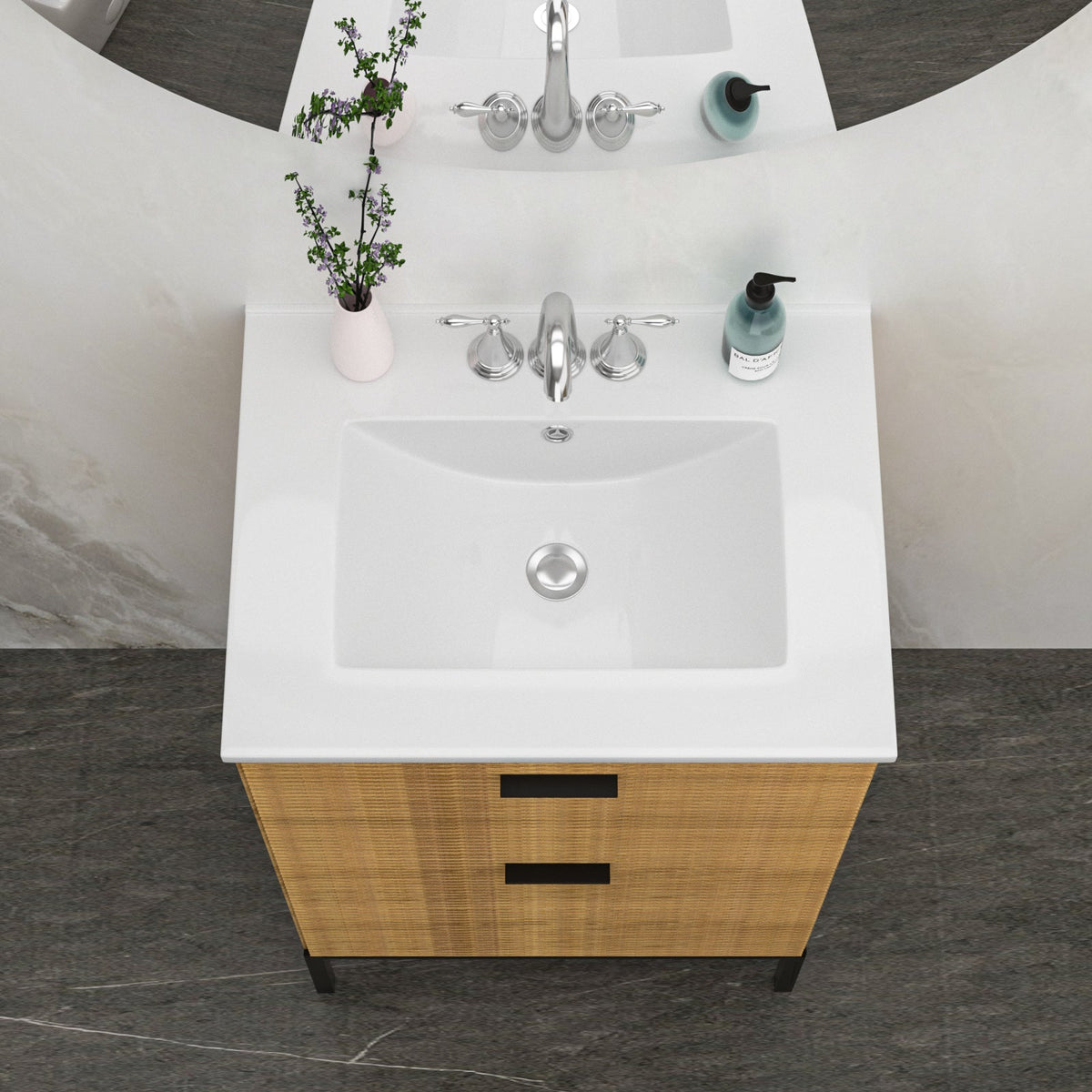 24"x18" White Rectangular Single Vanity Top with Faucet Holes