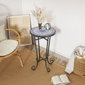 Patio Side Table, Blue + Black