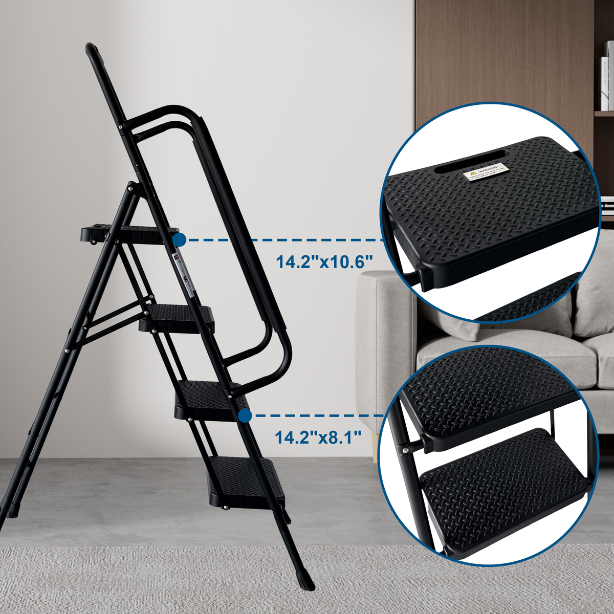 4 Step Ladder with Wide Anti-Slip Pedal