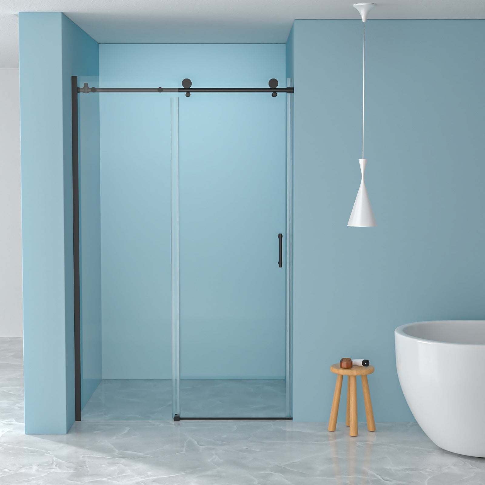 Shower Door 48" W x 76" H Single Sliding Bypass Shower Enclosure