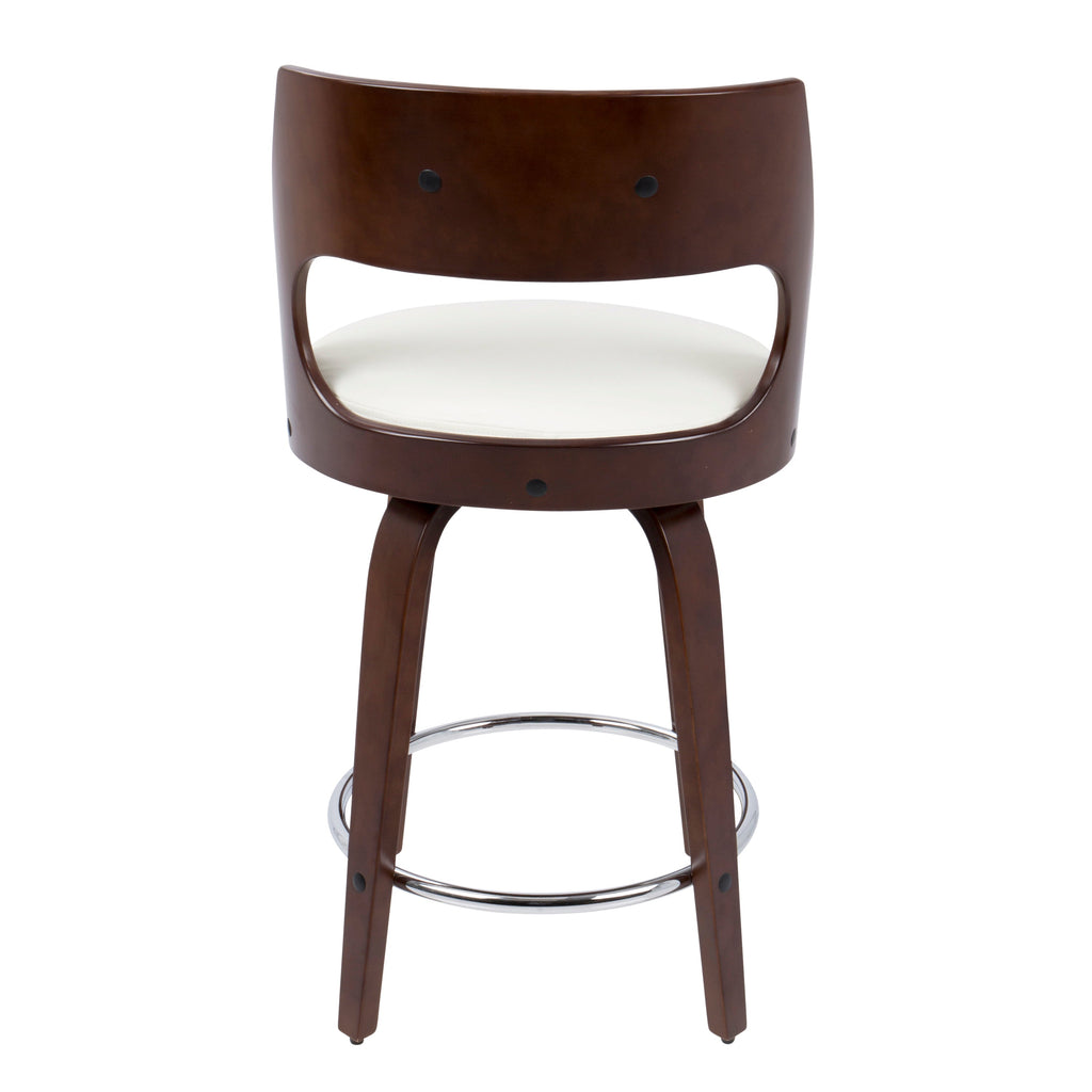 Mid-Century Modern Counter Stool with Swivel in Cherry