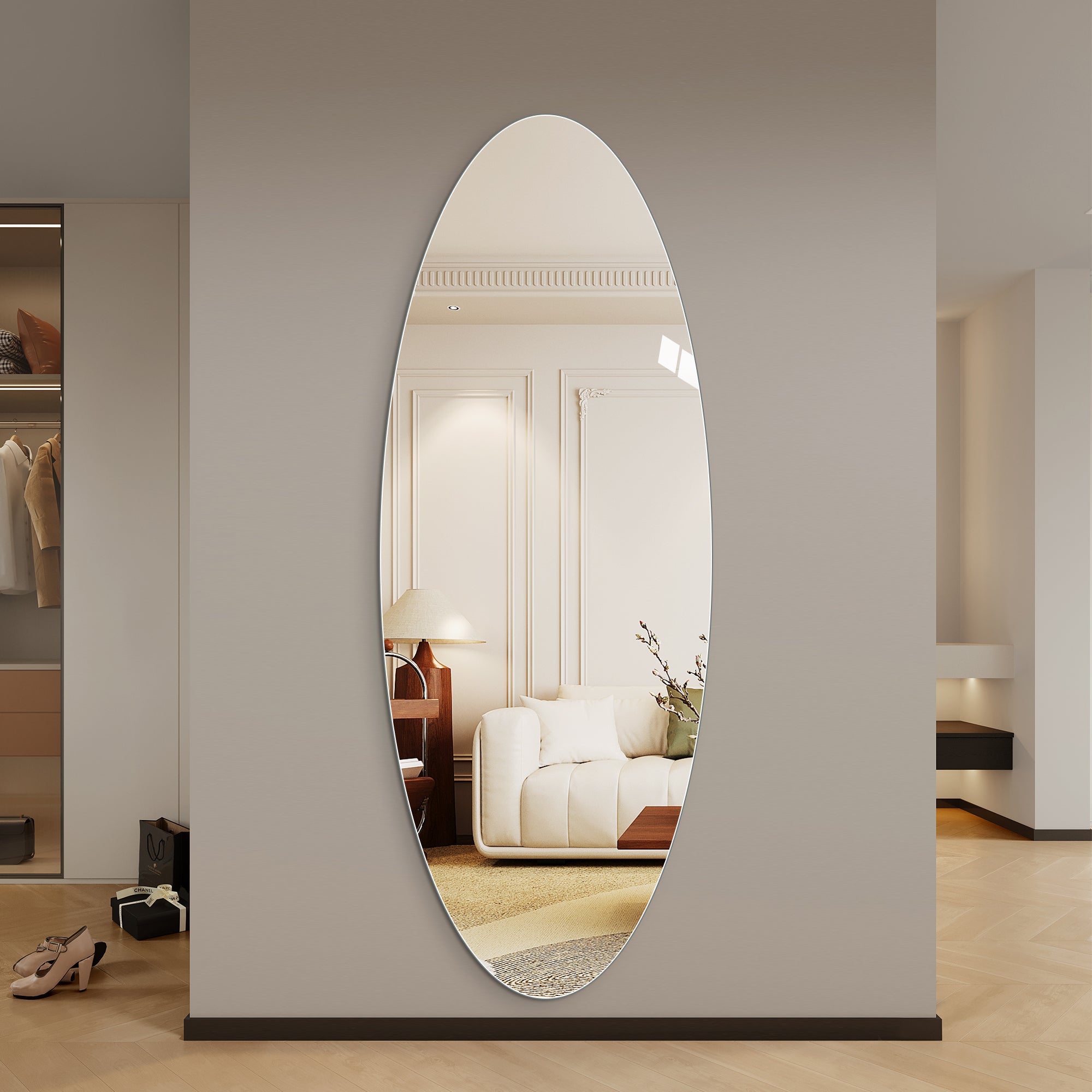 65" x 24" Full Length Wall Mirror - Oval Design