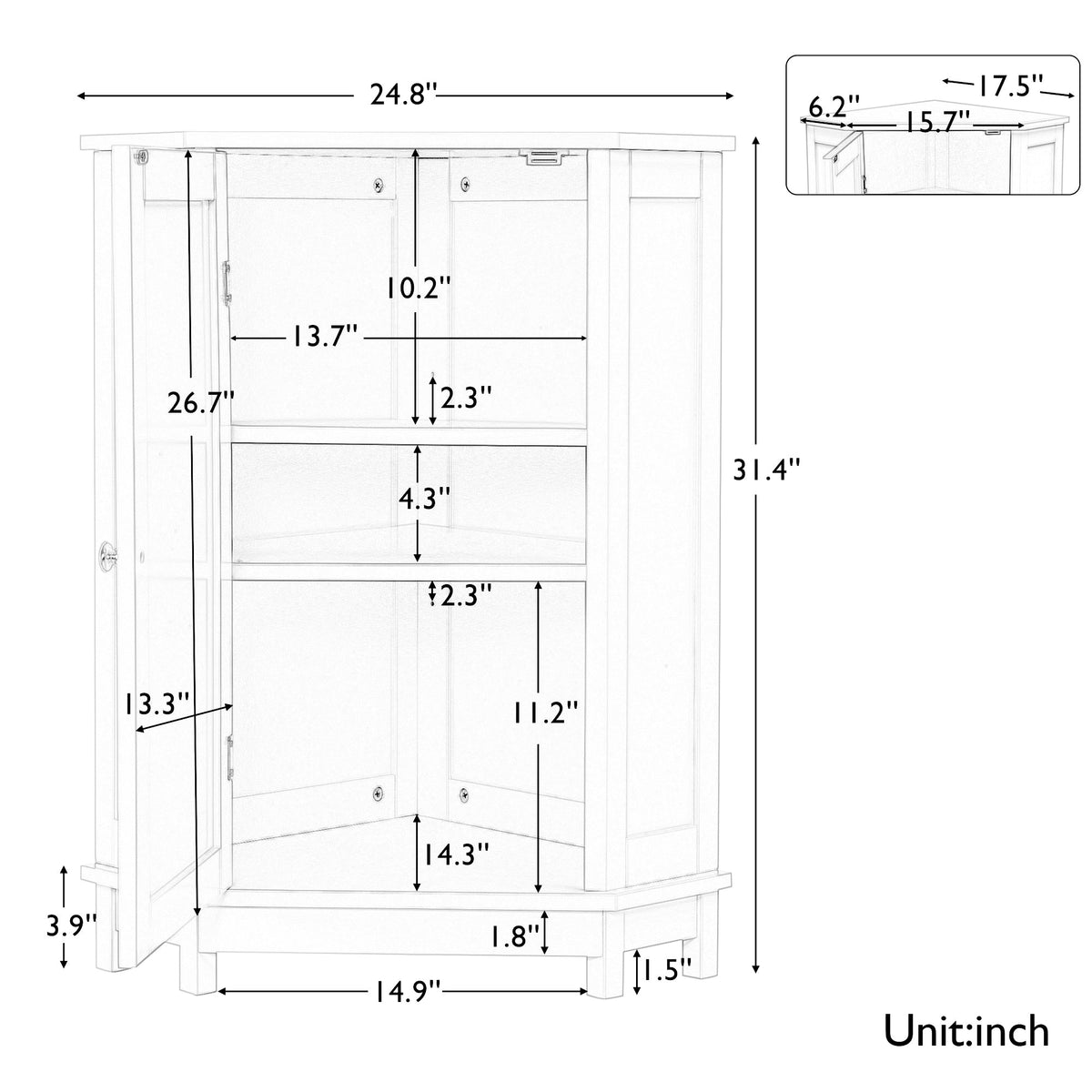 Grey Triangle Corner Bathroom Cabinet