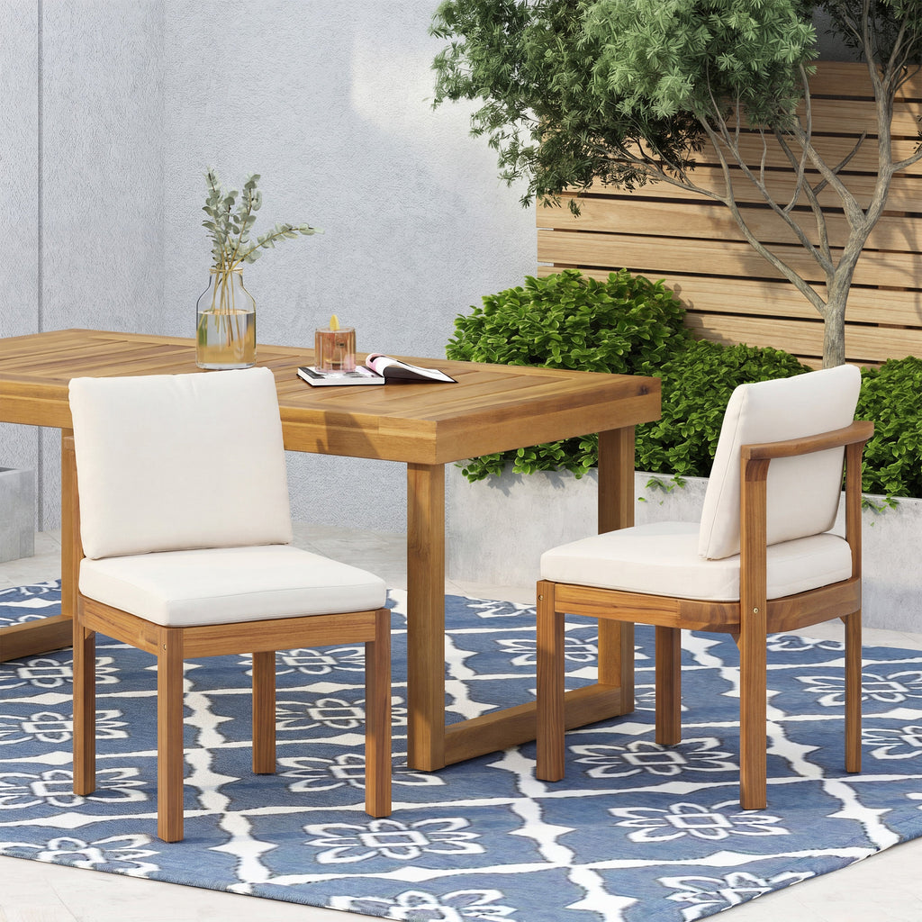Acacia Wood Outdoor Dining Chair Set of 2