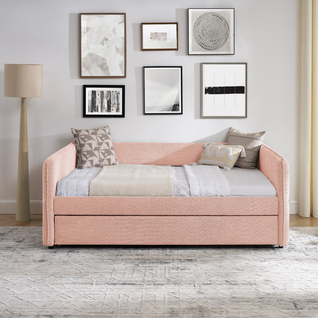 Full Size Daybed with Twin Size Pop-up Trundle Upholstered Tufted Sofa Bed