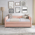 Full Size Daybed with Twin Size Pop-up Trundle Upholstered Tufted Sofa Bed