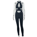 Womens Casual Backless Elastic Hollow-out Design Jumpsuit