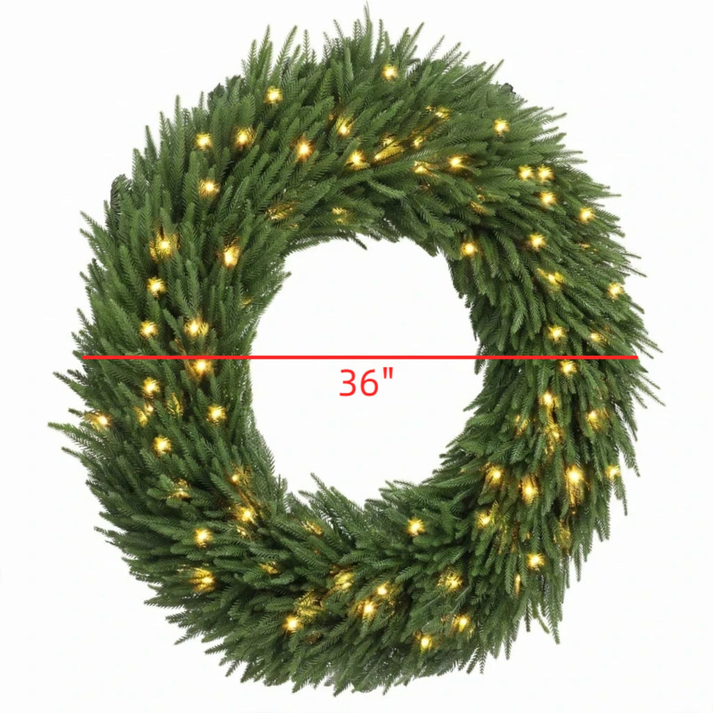 36-Inch Pre-Lit Green Christmas Wreath