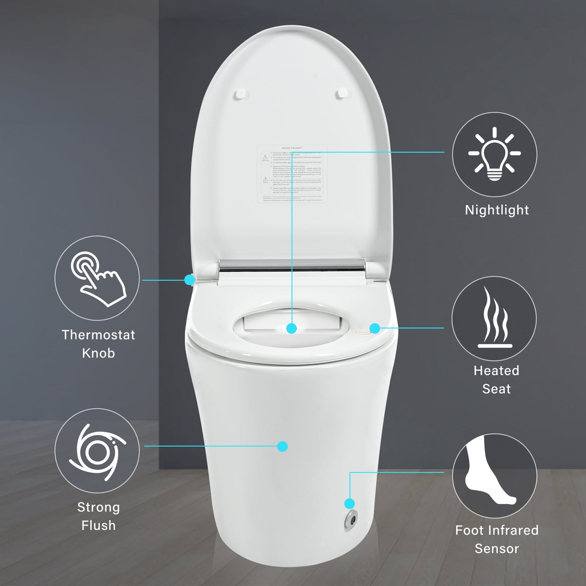 Smart Toilet with Built-in Heated Seat