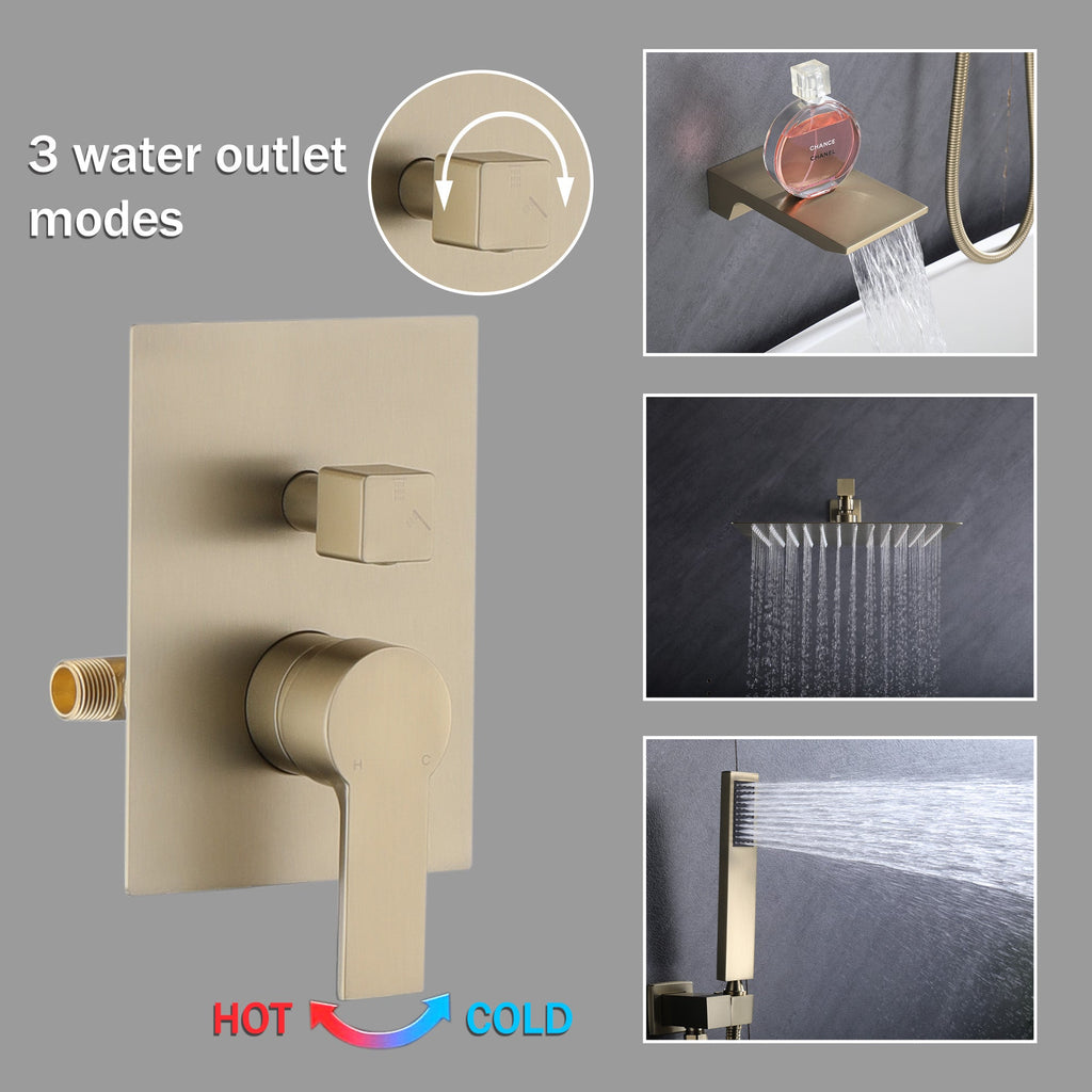 10 Inch Shower System with Rain Shower Faucet Set