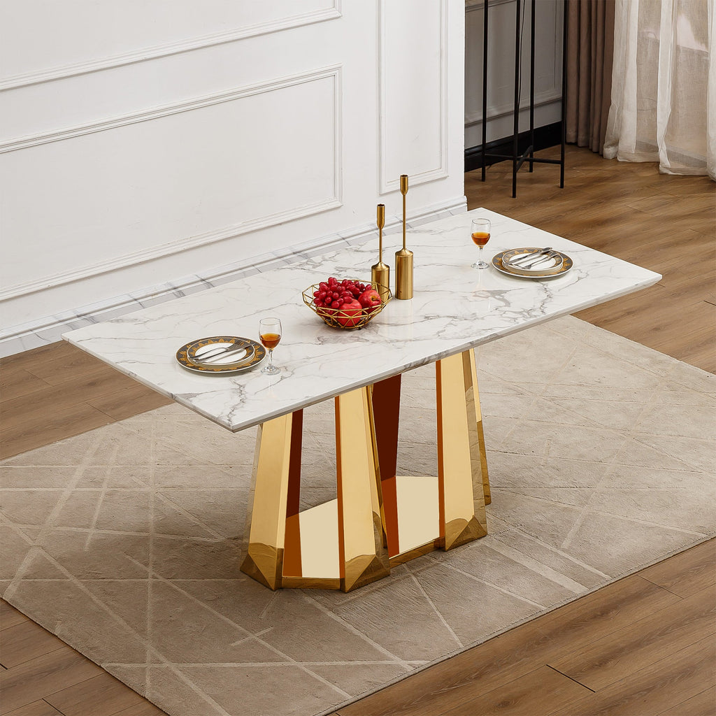 Marble Dining Table for 6 People