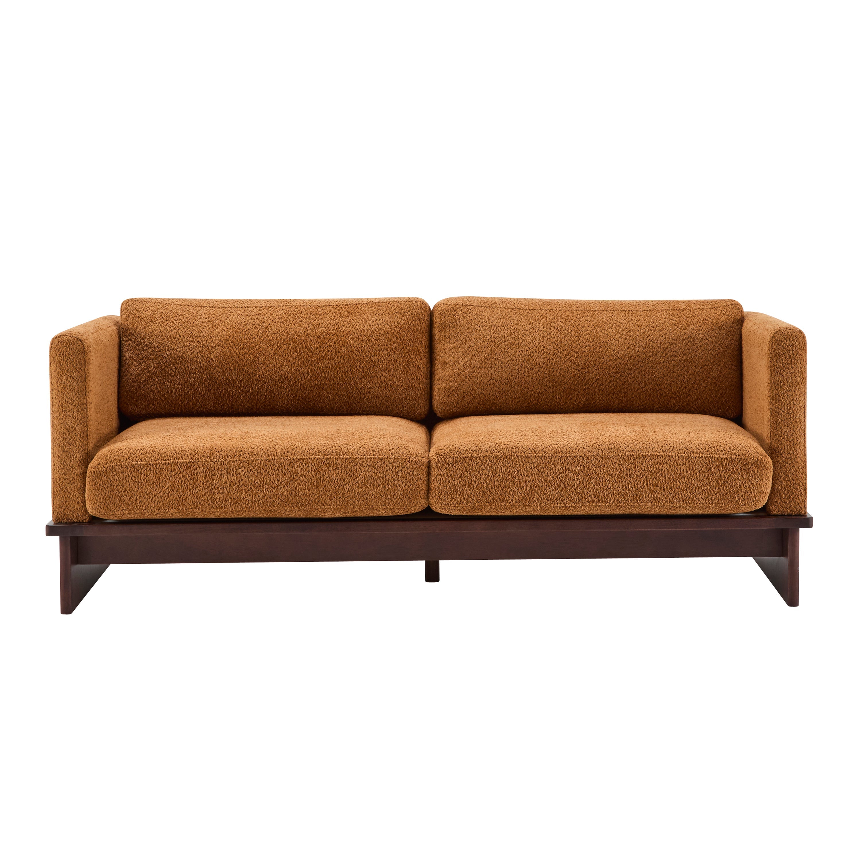 77 in. Square Arm Modern 3 Seater Boucle Sofa