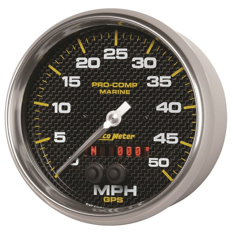 AutoMeter Speedometer Gauge 5 inch 50MPH GPS Marine Carbon Fiber 200644-40