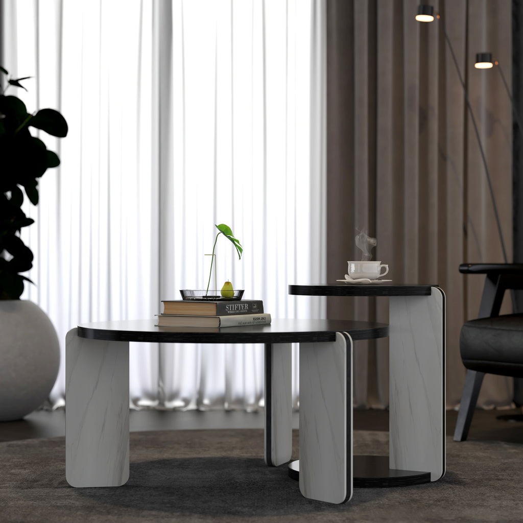 32.68" & 16.93" Round Coffee Table Set