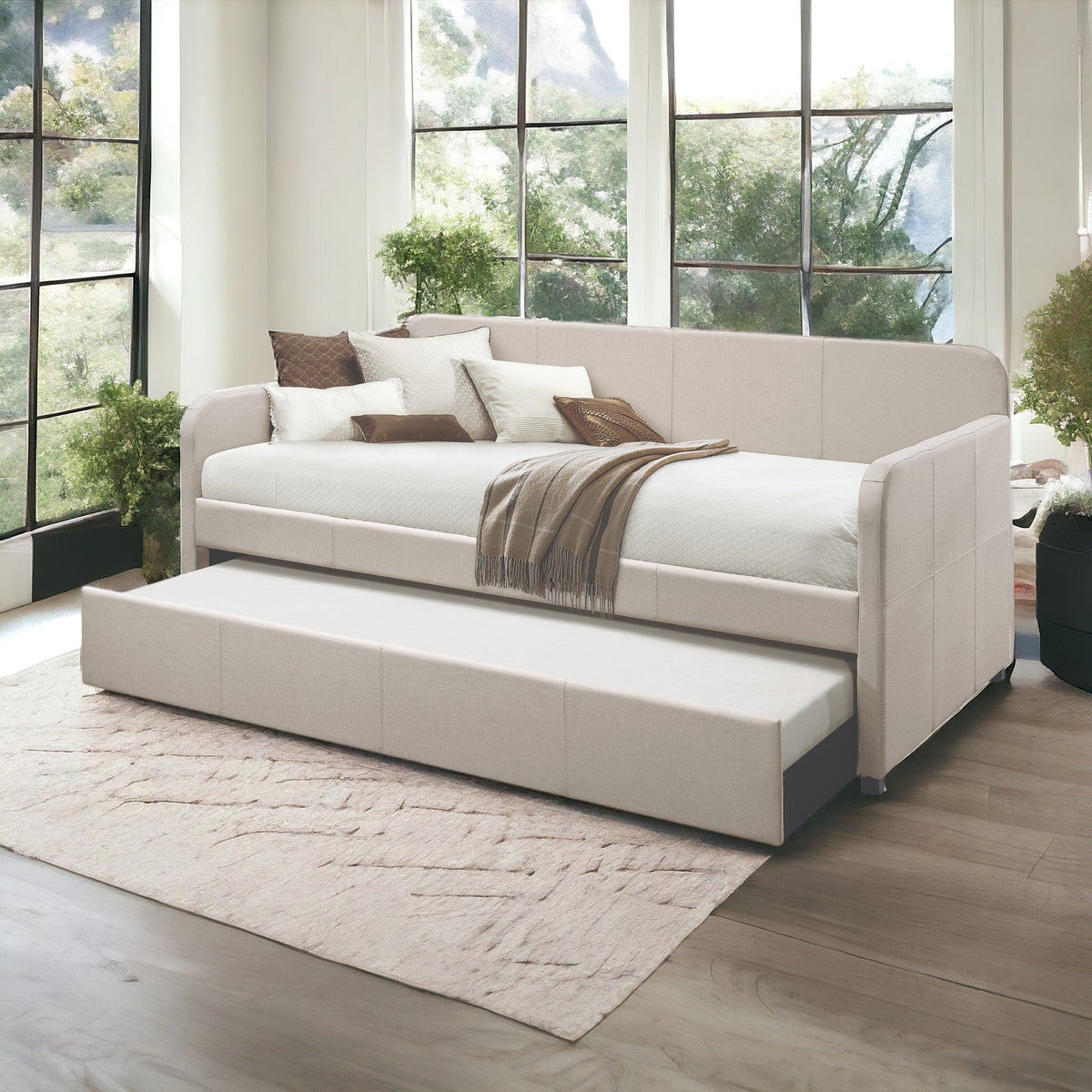 Jagger Fog Fabric Daybed With Trundle (Twin)