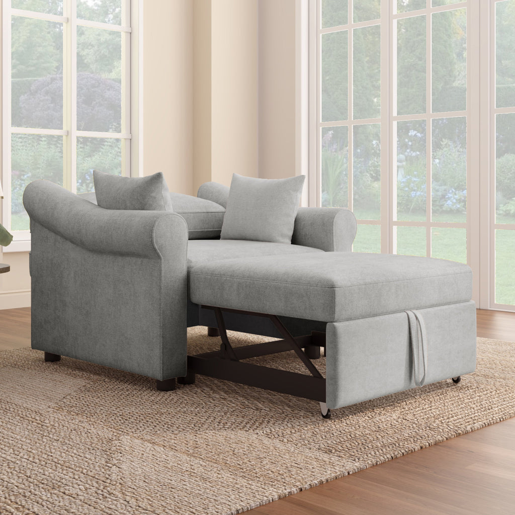 Chenille Convertible Sleeper Chair with Adjustable Backrest