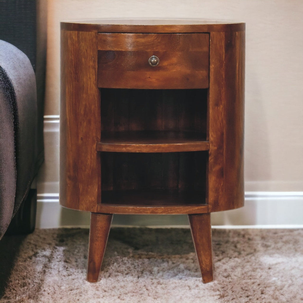 Solid Wood Cortez Nightstand, Chestnut Finish