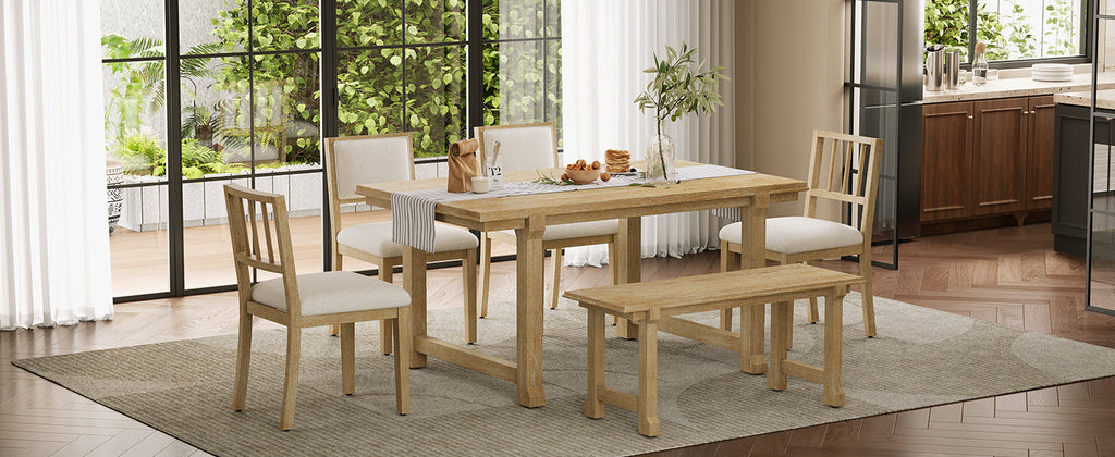 Trexm 6-Piece Farmhouse Dining Set for 6