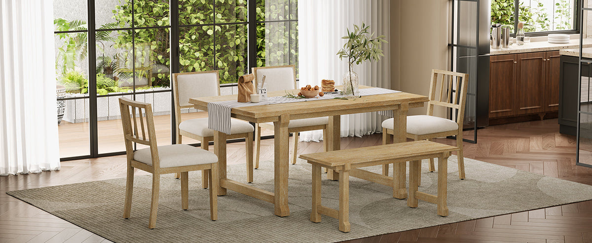 Trexm 6-Piece Farmhouse Dining Set for 6