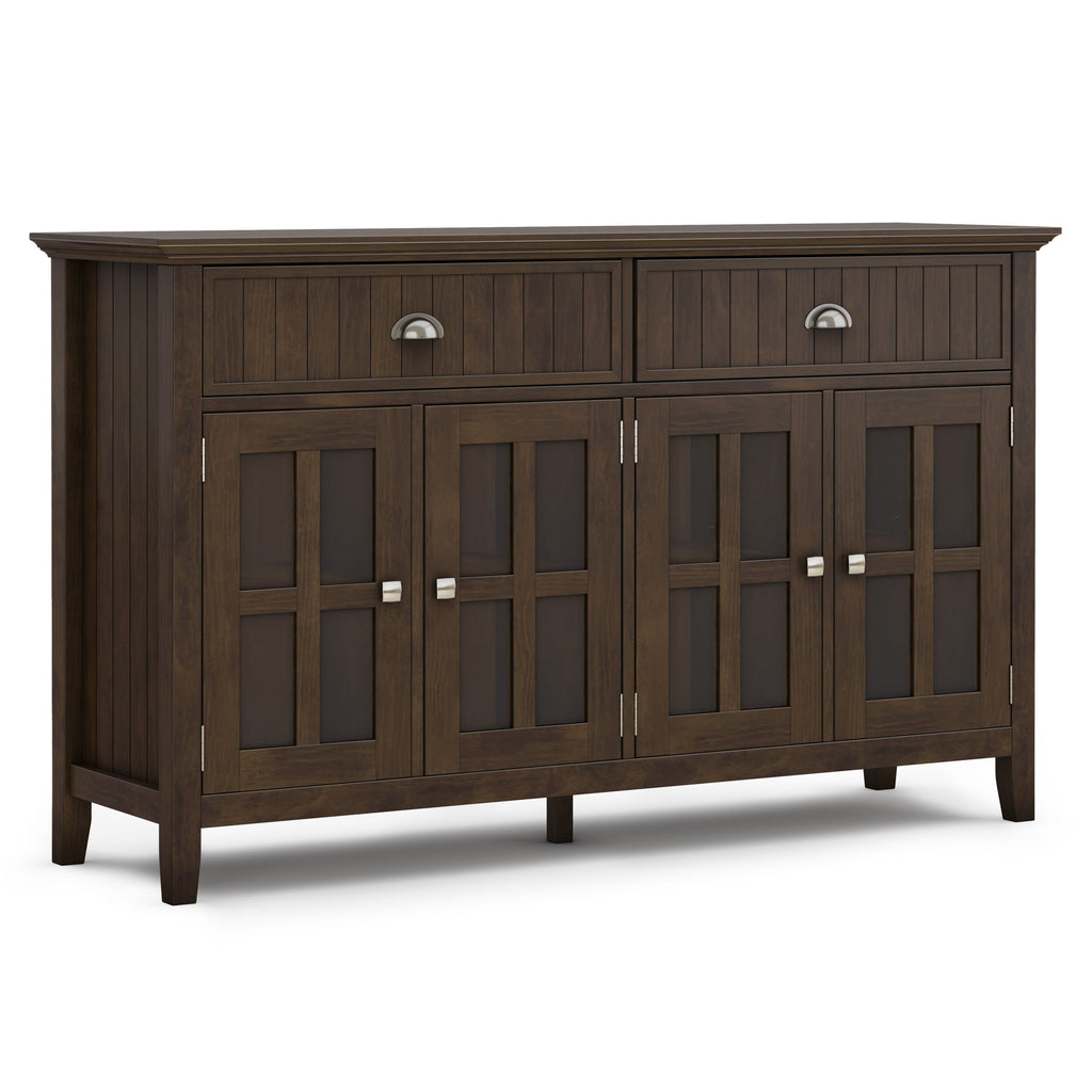 Acadian 60 Inch Wide Solid Wood Large Sideboard Buffet in Brunette
