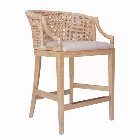Handcrafted Rattan Counter Stool 25" H
