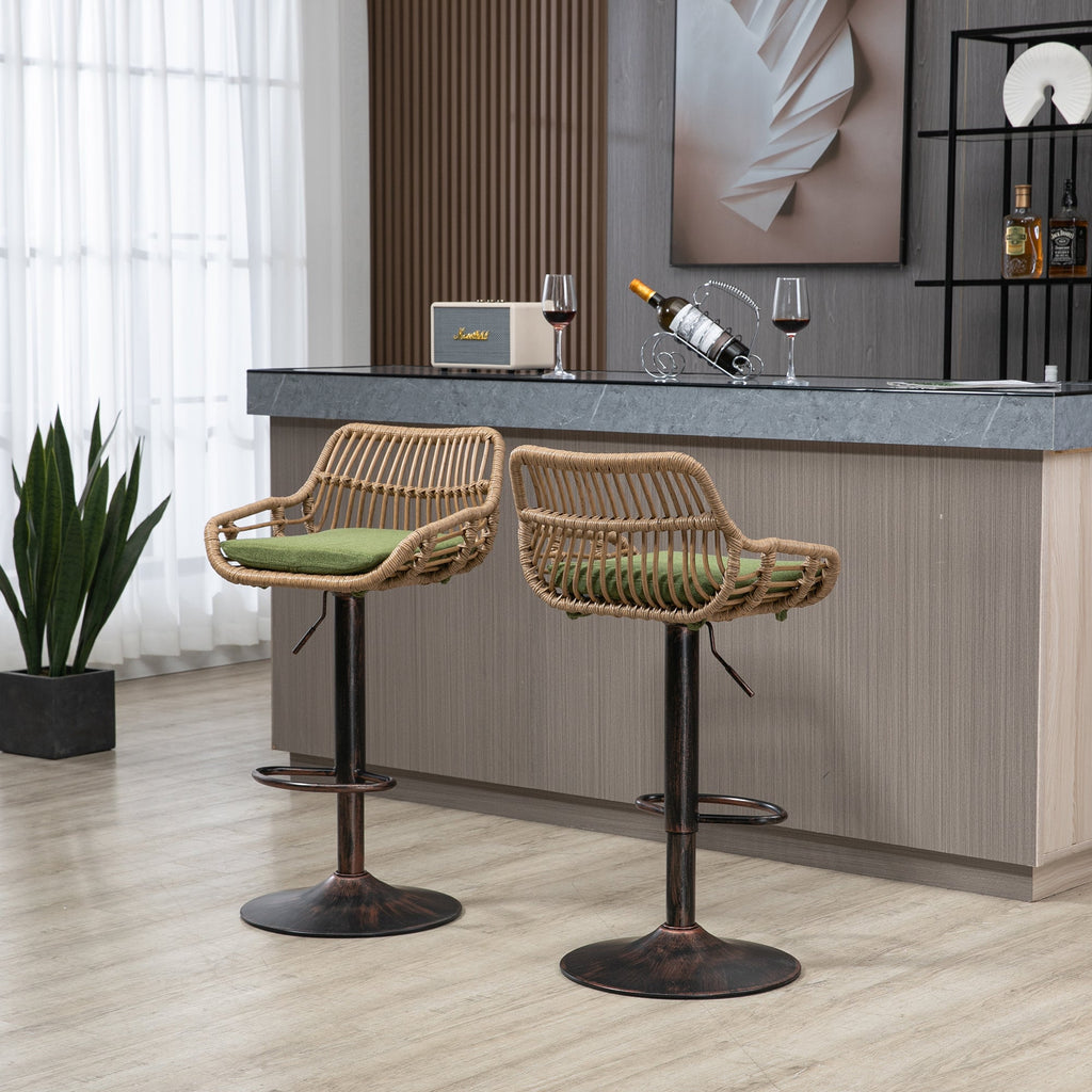 Modern Swivel Bar Stools Set of 2 Adjustable Counter Height Chairs