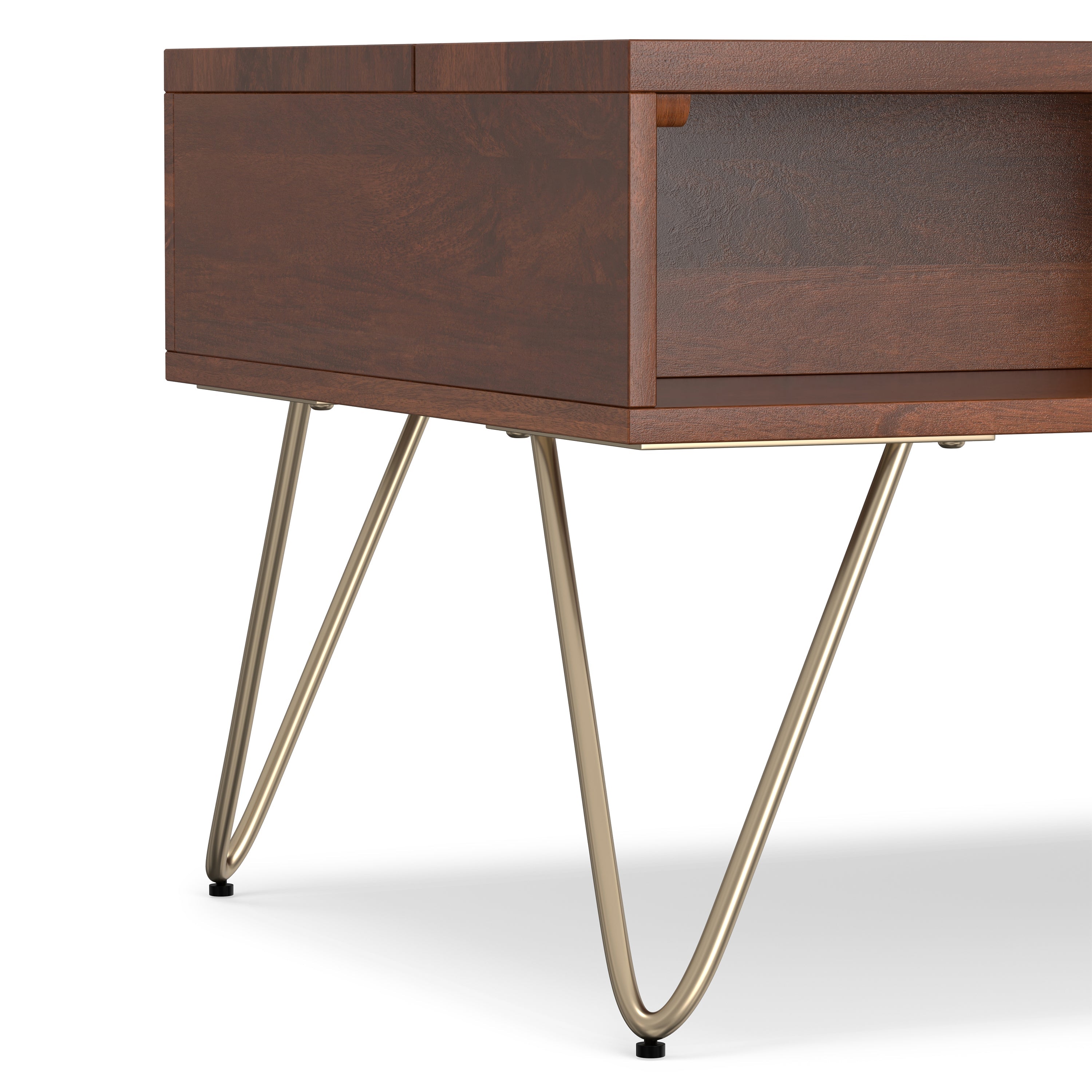 Hunter 36 Inch Wide Solid Mango Wood Small Lift Top Coffee Table in Umber