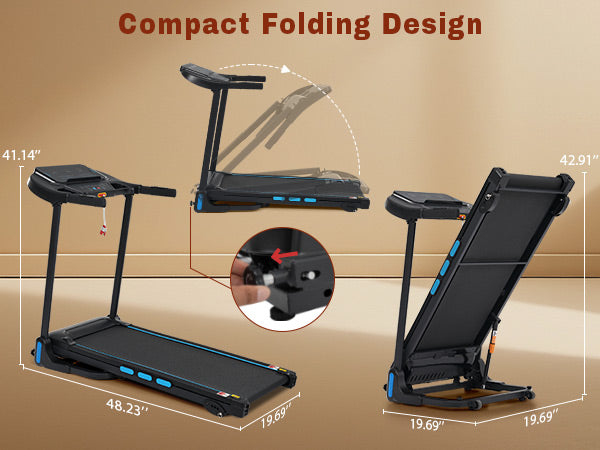 3.5HP Hydraulic Foldable Treadmill with Incline