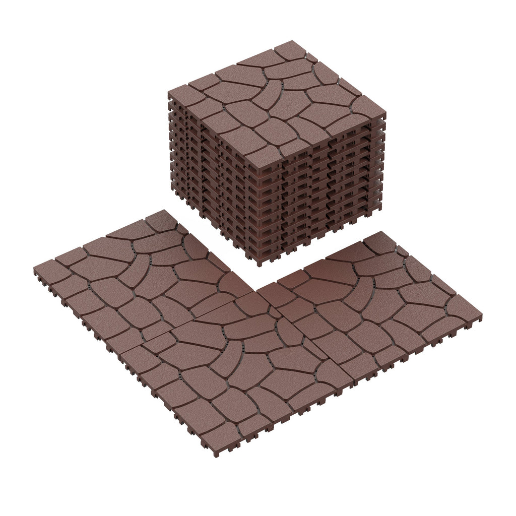 12" Stone Texture Patio Deck Tiles