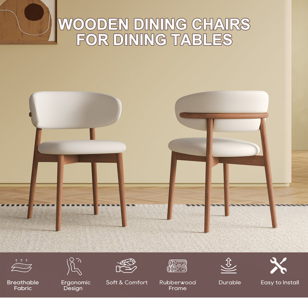 Mid-Century Modern Wood Feet Dining Chair Set of 2
