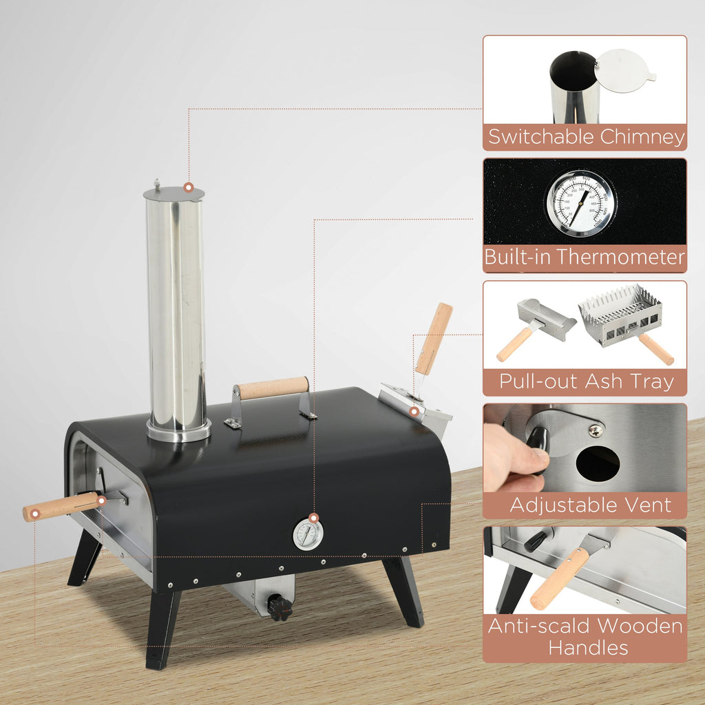 Outsunny Outdoor Pizza Oven with 12" Rotating Stone