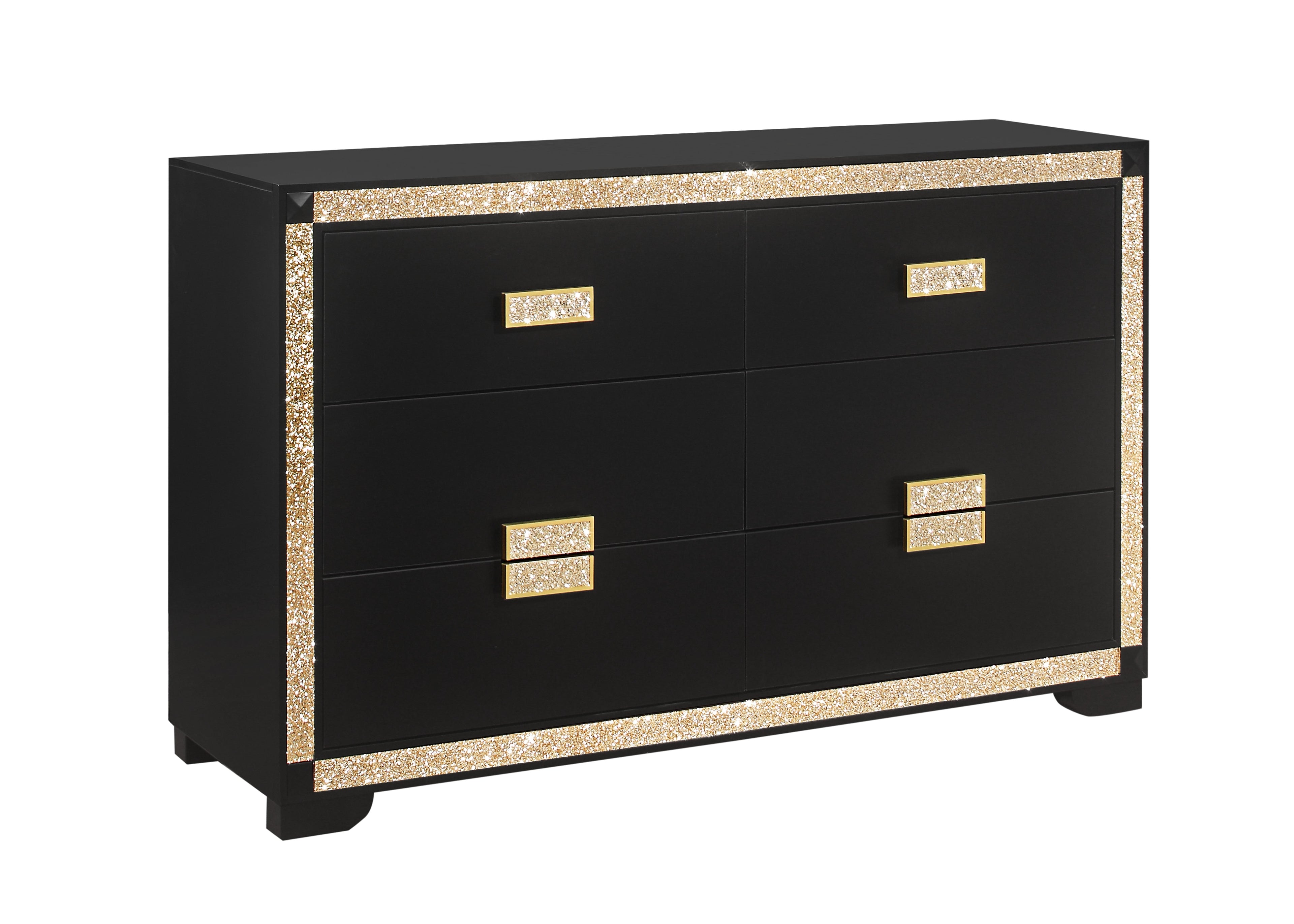 Lively Black/Gold Full Bedroom Set