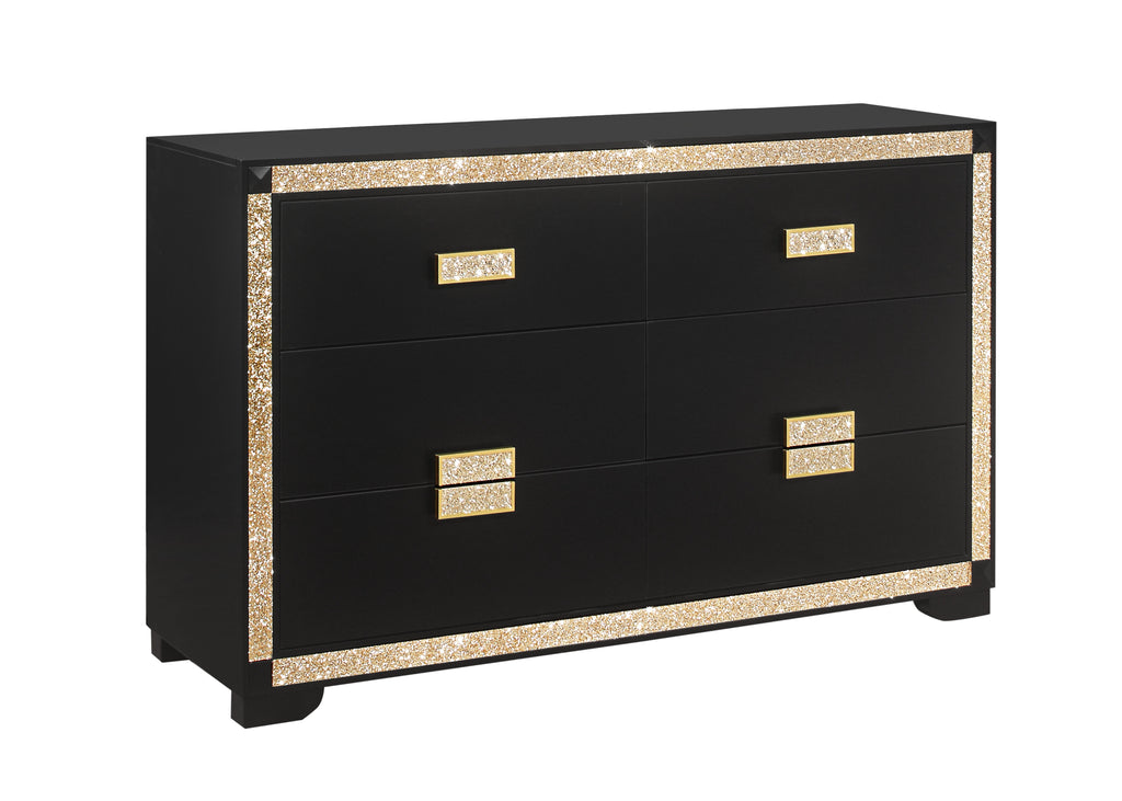 Lively Black/Gold Queen Bedroom Set