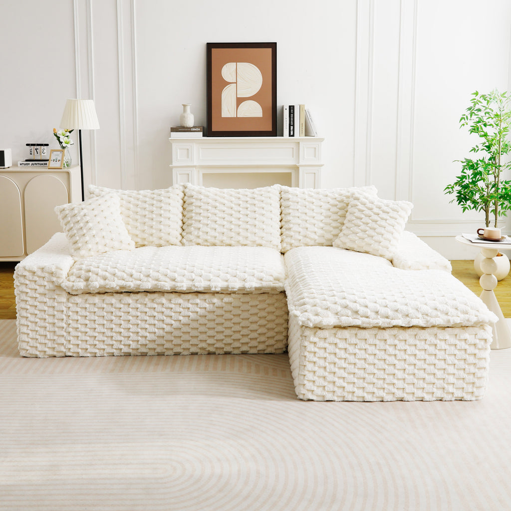 White Turtle Velvet Versatile Sofa