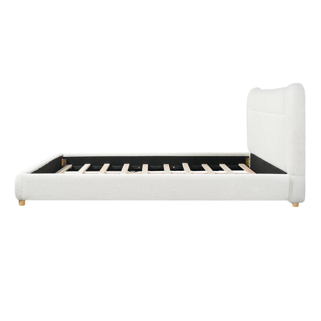 Minimalist Curved Headboard Teddy Bear Plush Bed - King