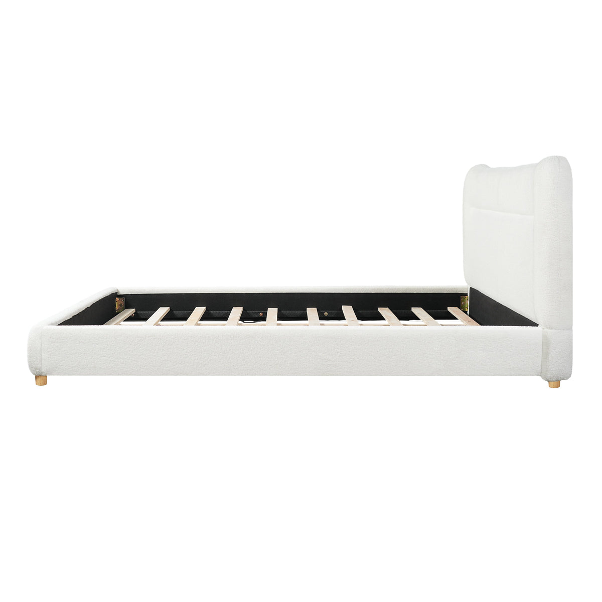 Minimalist Curved Headboard Teddy Bear Plush Bed - King