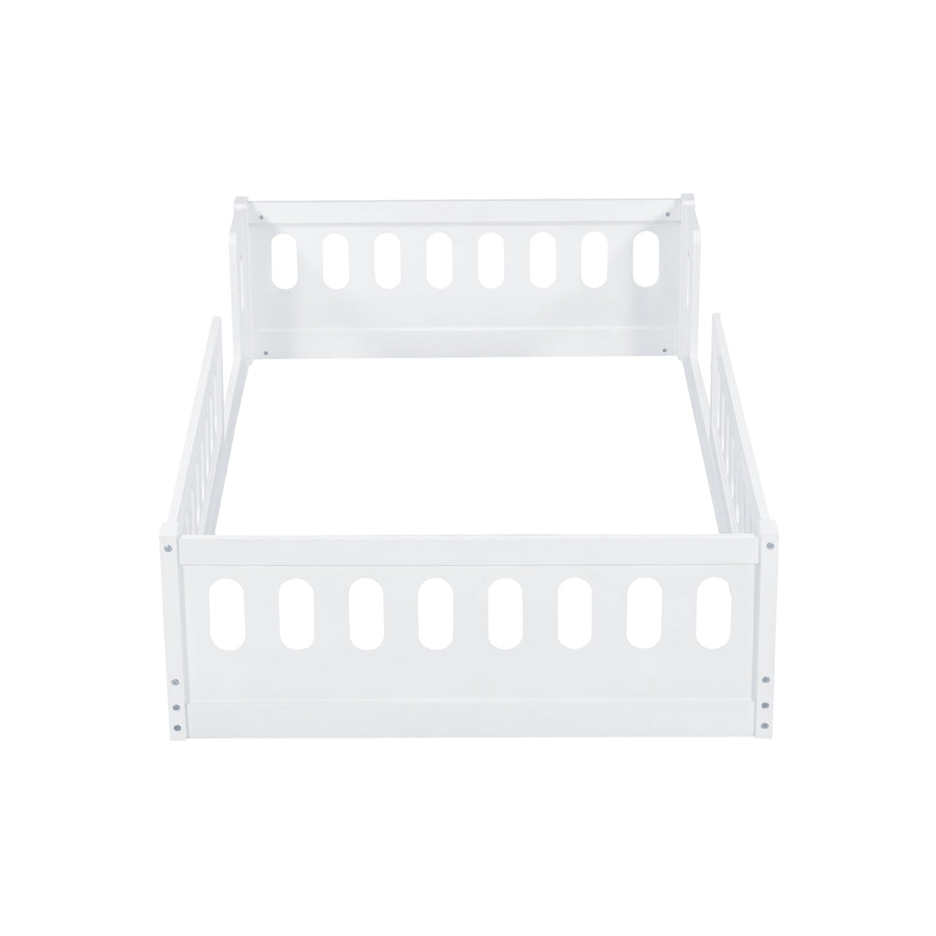 Wood Twin Size Platform Bed with Guardrail