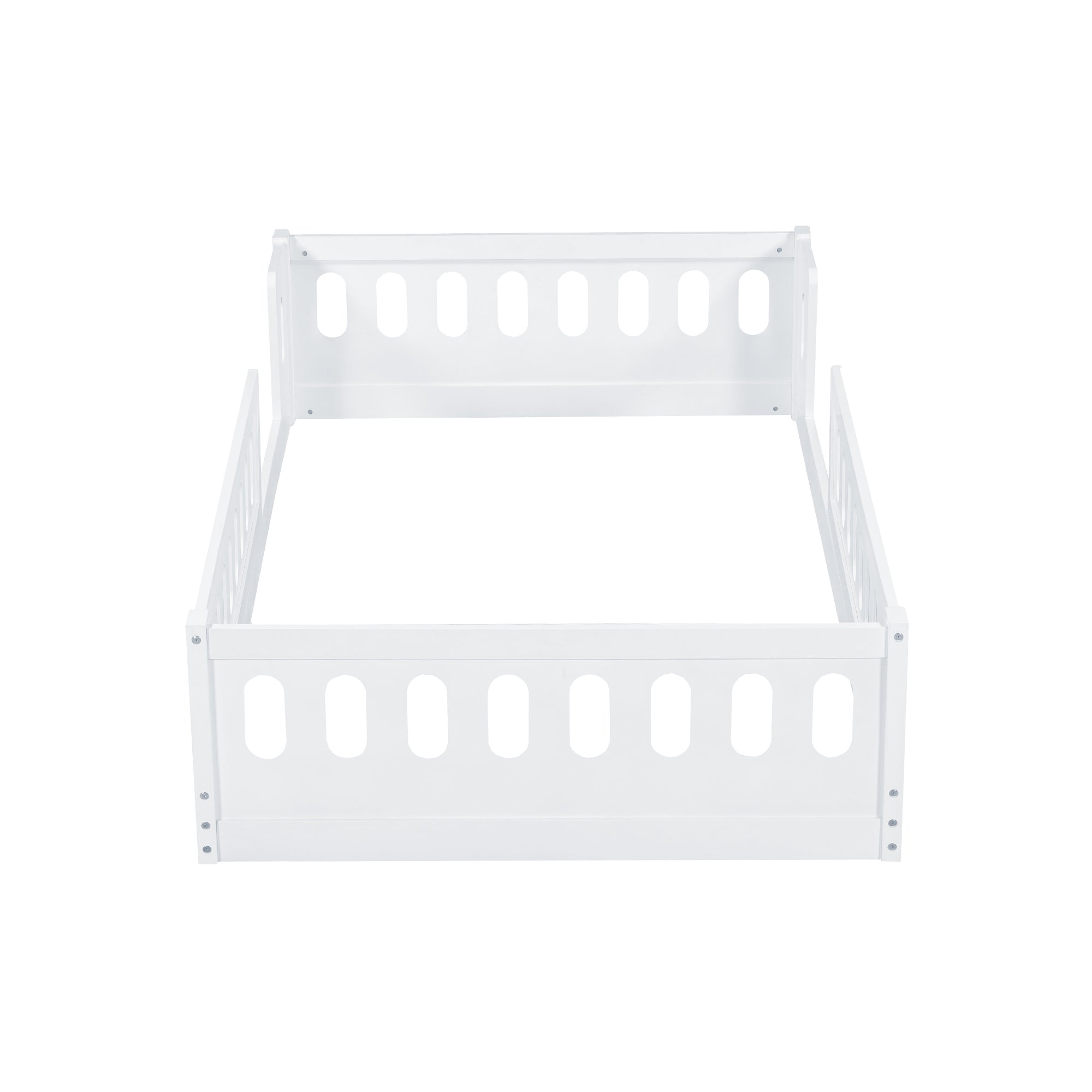 Wood Twin Size Platform Bed with Guardrail